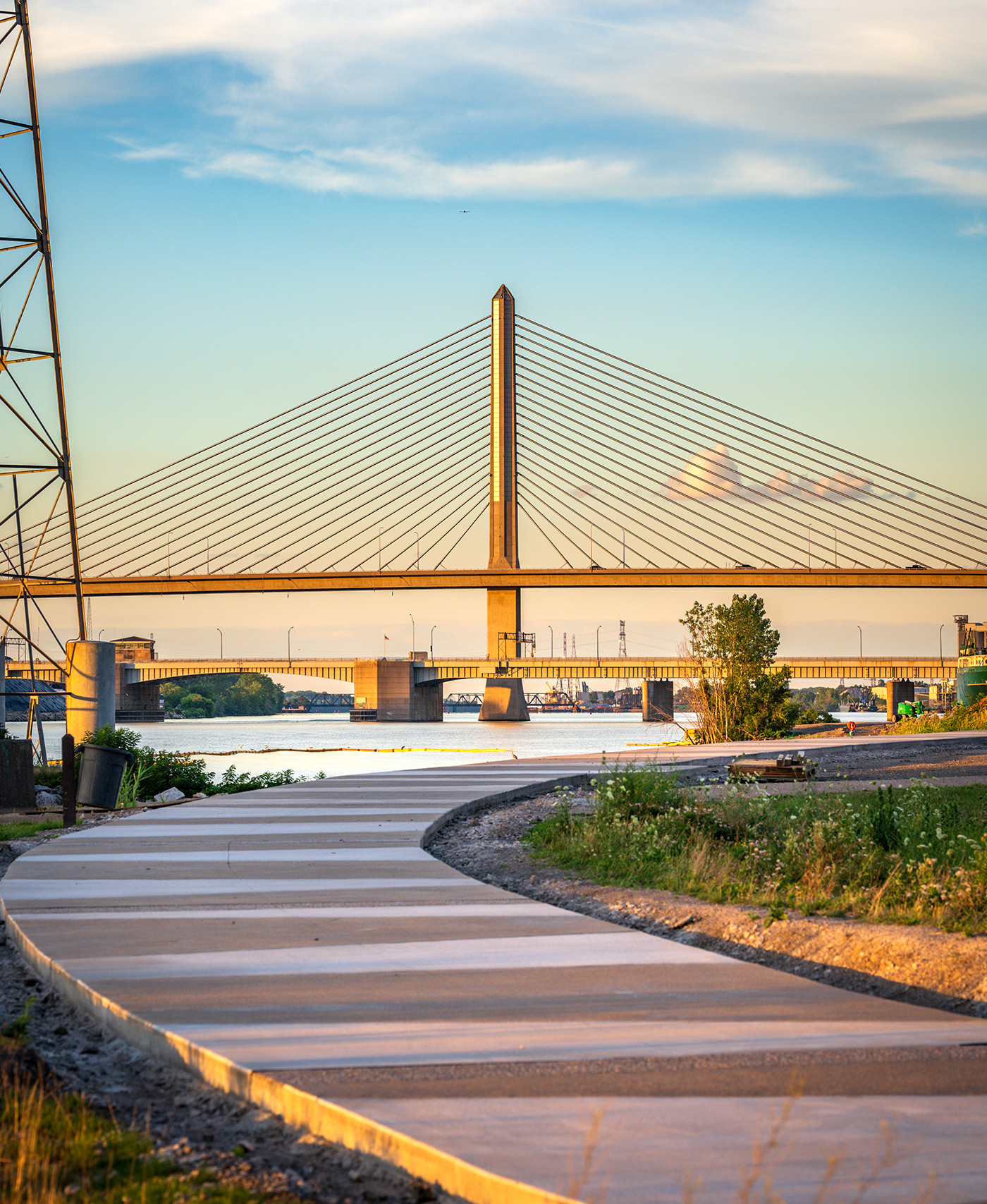 Bridge over water by sidewalk